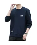 JEEP SPIRIT Men's Sweatshirt, Autumn And Winter Korean Style Round Neck Loose Fit Versatile Long-Sleeve Base Layer, Navy Blue, M