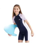 ANTA Children's Swimsuit New Style Girls One-Piece Square Leg Student Professional Training Big Kids Swimming Suit Blue Purple 120