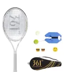 361° Tennis Racket for Men And Women Beginners, Professional Carbon Fiber Integrated Single Racket with String, Rebound Training Set
