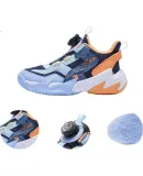 361° Hanjiang | Children's Basketball Shoes, Fall/winter Practical, for Ages 3-7, Rotary Knob Basketball Shoes, Blue, Size 28