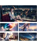 Juyingfeng Large Mouse Pad, Desk Mat, Laptop Keyboard Pad, Computer Office Lock Edge Cute Cartoon E-Sports Border Gaming Desk Mat 800*300*2mm Sky Tree