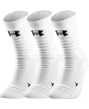 Under Armour Sports Socks (3 Pairs), Mid-Calf, for Running, Basketball, Badminton, Men And Women, Sweat-Absorbing, Summer Socks, White, Size M