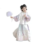 Qibo Hanfu Girls' Spring And Autumn 2026 New Style Children's Ancient Chinese Style National Costume Ming Dynasty Tang Suit Set, Qiuyue, 160