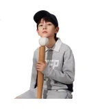 XTEP Children's Clothing, Boys And Girls Skin-Friendly Side Color Contrast Round Neck Fleece Sweatshirt, Medium Heather Gray, Size 26, 120cm