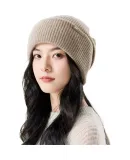 JIUMU Pure Wool Warm Knit Hat, Autumn And Winter Knitted Cap, Slouchy Hat, Cold Cap, Winter Hat, Outdoor Ear Protection, Cold-Resistant Hat for Wome