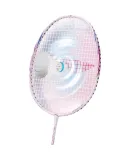 Li-Ning Badminton Racket, Jisu Guang 79g Ultra-Light 5U Full Carbon Steel Cannon, Small Whirlwind Single Racket, Peach Pink, Pre-Strung