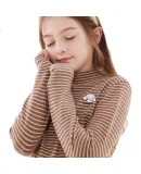 Hello Kitty Girls' Base Layer Top Spring And Autumn Children's Long Sleeve T-Shirt Half High Collar Stylish Top for Older Kids 80019 Light Gray 130