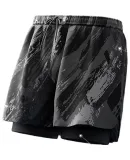 Li-Ning (LI-NING) Men's Swim Shorts, Two-In Anti-Embarrassment Quick-Dry Three-Quarter Beach Shorts, Swimming Trunks, Hot Spring Swimwear, 0062 Black And Blue, XXXL