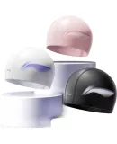 Li-Ning Swimming Cap for Men And Women, Simple Design, PU Coating, Long Hair Waterproof Swim Cap with Ear Protection, Comfortable Fit, Not Tight on Head, Model 6602, Black