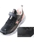 XTEP Children's Shoes, Girls' Sports Shoes, Toddler Mesh Velcro Running Shoes, Black/romantic Pink, Size 33