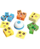 AoZhiJia Children's Toy Face-Changing Magic Cube Building Blocks Expression Puzzle for Ages 3-6, Multiplayer Battle, Parent-Child Interactive Tabletop Game