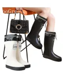 SooGree Women's Rain Boots, High-Top with Drawstring, Waterproof And Wear-Resistant, Outdoor Travel Water Shoes, Dirt-Resistant Rain Boots