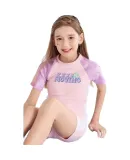 ANTA Children's Swimsuit Hot Spring 2024 New Style Big Kids Sun Protection Girls Two-Piece Professional Training Swimwear Pink Purple 140