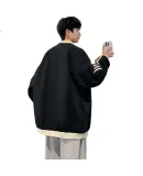 SWAMP AREA Jacket for Men And Women, Spring And Autumn Hong Kong Style Casual Color-Block Patchwork Workwear Baseball Jacket Loose Fit SWC07 Black 2XL