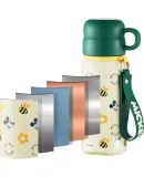 Disney Children's Insulated Cup, 316 Stainless Steel Straw Direct Drinking Cup, Kindergarten And Primary School Student Dual-Use Water Bottle, Green Mickey Mouse Desig