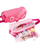 Disney Pencil Case for Elementary School Students, Simple Canvas Three-Layer Large Capacity Girls' Stationery Box, Cute And Stylish Children's Pencil Case, Strawberry Bear Light Pink New Year Gift A83161