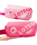 Disney Pencil Case for Elementary School Students, Simple Canvas Three-Layer Large Capacity Girls' Stationery Box, Cute Children's High-Value Pencil Case, Strawberry Bear Rose Red A83161-T2