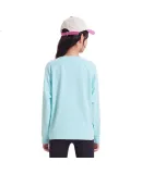 XTEP Children's Elastic Soft Fleece Lightweight Top, Skin-Friendly Girls' Round Neck Sweatshirt, Water Blue, 140cm