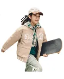 XTEP Children's Clothing, Boys' Quilted Jacket, Triple Protection, American Retro Style, Trendy Insulated Coat, Wheat Gold, 160cm