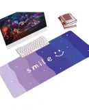 Juyingfeng Large Mouse Pad for Office And Gaming, Desk Mat for Women, Precision Edge-Locked Non-Slip Keyboard Pad for Desktop Computer Table, 800*300MM Purple Gradient Smiley Face
