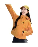 CAMEL Women's Outdoor New Yellow Short Windbreaker Jacket for Men And Women, Windproof Waterproof Coat for Travel Hiking Mountaineering
