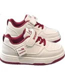 Warrior Children's Shoes, Girls' White Sneakers for Spring And Autumn, Kids' Sports Shoes, Girls' Skateboard Shoes WZ(CL)-0950 Beige/burgundy Size 36