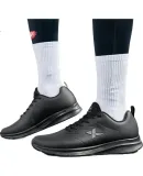 XTEP Men's Sports Shoes, Running Shoes for Winter, Leather Upper, Waterproof, Lightweight, Shock-Absorbing, Fitness, Casual, Jogging Shoes for Men, Black