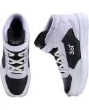 361° Children's Shoes, Kids' Cotton Shoes, Winter Boys And Girls White Sneakers, Student High-Top Fleece-Lined Canvas Shoes, Black, Size 37