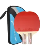 DOUBLE FISH Table Tennis Paddles, Straight Handle Double Racket Set, 4D Four-Star Finished Paddles, 2 Pieces with 6 Free Balls Included