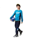XTEP Children's Clothing, Boys And Girls Skin-Friendly Side Color-Block Round Neck Fleece Sweatshirt, Teal Blue, 165cm