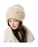 JIUMU Cashmere Wide Brim Warm Knit Hat, Autumn And Winter Wool Knitted Hat, Cold Hat, Winter Hat, Slouchy Hat, Warm Cap for Wome
