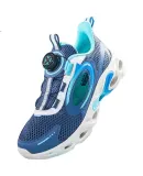 XTEP Children's Shoes for Boys, Hollow Frame Breathable Rotating Buckle Running Shoes, Persian Blue/Blue Sky Blue, Size 37