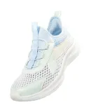 XTEP Children's Shoes, Girls' Big Kids Breathable Mesh Lightweight Running Shoes, Sail White/microwave Blue, Size 33