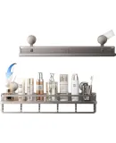 YWEEL Suction Cup Bathroom Storage Rack, No Drilling Required, Toilet Organizer, Washroom Vanity, Bathroom Kitchen Storage Hanging Shelf