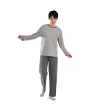 Dingguagua Top-Notch Pajamas for Men, Pure Cotton Spring And Summer Round Neck Long Sleeve Wearable Loungewear Set for Men 170