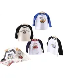 YUZHAOLIN Children's Long-Sleeve T-Shirt, Boys' Spring T-Shirt, Kids' Pure Cotton Round Neck Undershirt Top, Sports Bear Design, Size 120