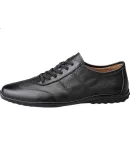 Gongyang Genuine Leather Men's Shoes, Business Casual Leather Shoes, Soft Leather Soft Sole Flat Low-Top Shoes, Men's Casual Shoes, Black, Size 39