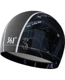 361° Men's Swim Cap with Long Hair, Comfortable Fabric Swimming Cap, Stylish Ear Protection, Non-Binding, Non-Sticky Swim Cap