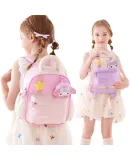 Hello Kitty Kindergarten Backpack for Girls Aged 3-6, Princess Backpack for Children's Preschool, Double Shoulder Bag Gift, 96660 Kuromi Purple