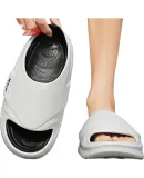 XTEP Men's Sports Slippers, Shark Sandals, Thick-Soled Outdoor Slippers, Couples' Style, Slide Sandals, A017, White, Size 40-41