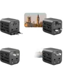 PHILIPS Universal Travel Adapter Converter for Multiple Countries, International Students, Hong Kong, Macau, Japan, Korea, Europe, UK, US, Australian Standard Multi-Functional Socket 1013 Black