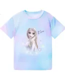 Disney Elsa Princess Girls' Short-Sleeve T-Shirt, Children's Quick-Dry Clothing, Summer Gradient Color JXAF4083D, Purple, Size 120