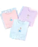 Disney Elsa Princess Short-Sleeve T-Shirt, Girls' Dress, Children's Summer Half-Sleeve Top JXAF1124D, Blue, Size 120