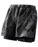 Li-Ning Swimming Trunks for Men, Two-In Anti-Embarrassment Quick-Dry Three-Quarter Beach Shorts Swimwear Hot Spring Swimwear 0061 Black-Gray L