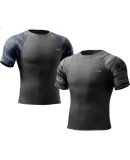 Li-Ning (LI-NING) Men's Swimwear, Quick-Drying Breathable Sports Short-Sleeve Top, Large Size Anti-Embarrassment Loose Swimwear, 8022 Black And Blue XL