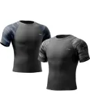 Li-Ning (LI-NING) Men's Swimwear, Quick-Drying Breathable Sports Short-Sleeve Top, Large Size Anti-Embarrassment Loose Swimsuit, 8022 Black And Blue, XXL