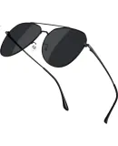 Ouna Doctor Glasses Classic Aviator Sunglasses, Polarized Sunglasses Glasses, Driving Anti-Glare Frog-Eye Glasses, Black