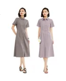 Giordano Women's Shirt Dress, Summer New Style, Lyocell Fabric, Commuter Waist-Cinching Lapel Short-Sleeve Dress, Women's Style 05465314