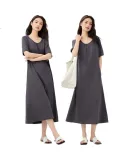 Giordano Women's Summer Dress, High-Tech Cooling, Pleated, Relaxed Round Neck, Raglan Short-Sleeve Dress 05465464