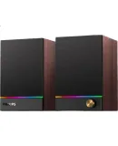PHILIPS SPA2200 Bluetooth Speaker, Computer Speaker, Gaming Speaker, Home Desktop Laptop Speaker, Subwoofer, RGB Ambient Light, Wooden Pair of Speakers
